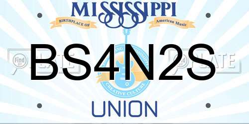 BS4N2S Mississippi License Plate