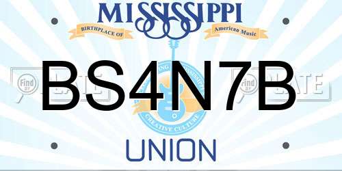 BS4N7B Mississippi License Plate