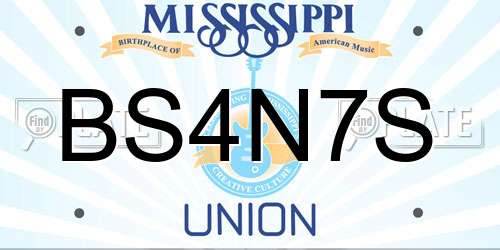 BS4N7S Mississippi License Plate