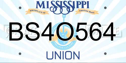 BS4O564 Mississippi License Plate