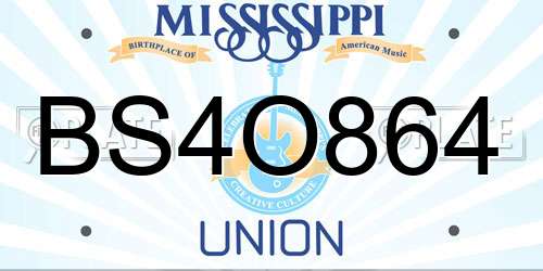 BS4O864 Mississippi License Plate