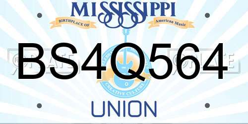 BS4Q564 Mississippi License Plate