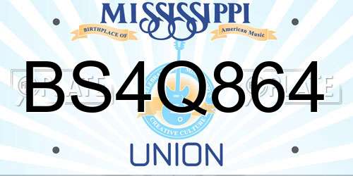 BS4Q864 Mississippi License Plate
