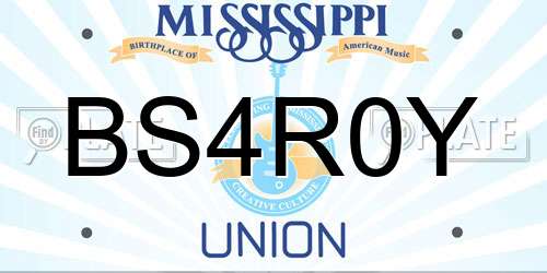 BS4R0Y Mississippi License Plate
