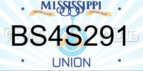 BS4S291 Mississippi License Plate