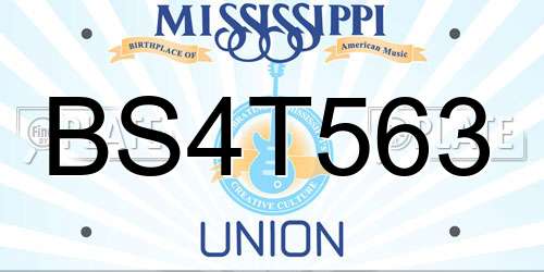 BS4T563 Mississippi License Plate