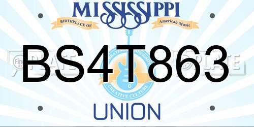 BS4T863 Mississippi License Plate