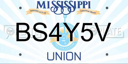 BS4Y5V Mississippi License Plate