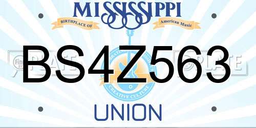 BS4Z563 Mississippi License Plate