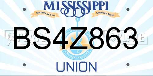 BS4Z863 Mississippi License Plate