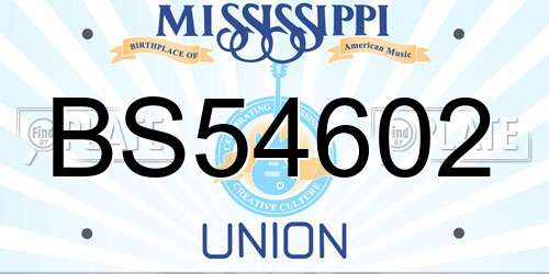 BS54602 Mississippi License Plate