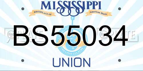 BS55034 Mississippi License Plate