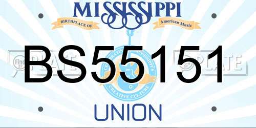 BS55151 Mississippi License Plate