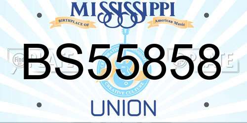 BS55858 Mississippi License Plate