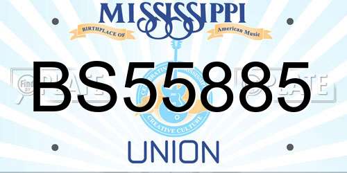 BS55885 Mississippi License Plate