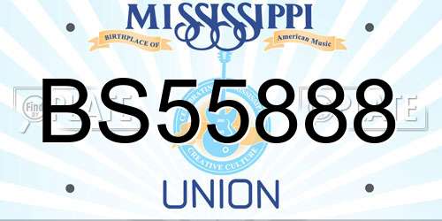 BS55888 Mississippi License Plate