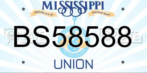 BS58588 Mississippi License Plate