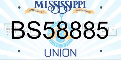BS58885 Mississippi License Plate