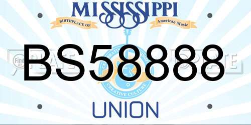 BS58888 Mississippi License Plate