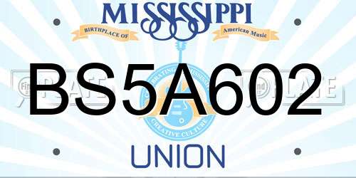 BS5A602 Mississippi License Plate