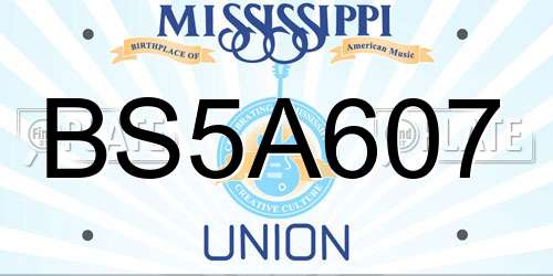 BS5A607 Mississippi License Plate
