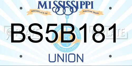 BS5B181 Mississippi License Plate
