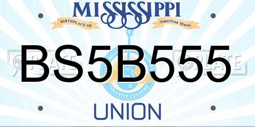 BS5B555 Mississippi License Plate