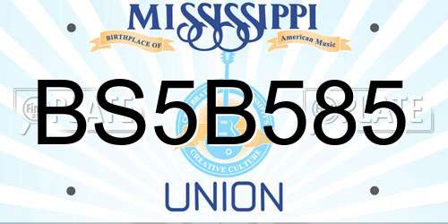 BS5B585 Mississippi License Plate