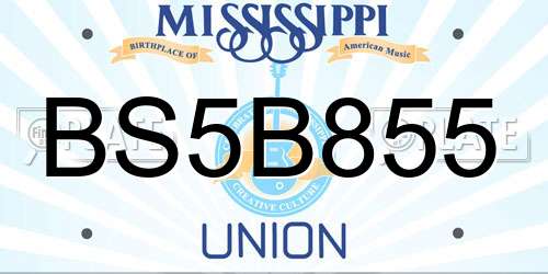 BS5B855 Mississippi License Plate