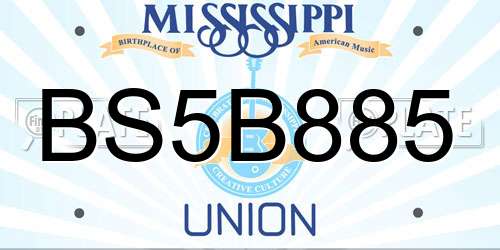 BS5B885 Mississippi License Plate