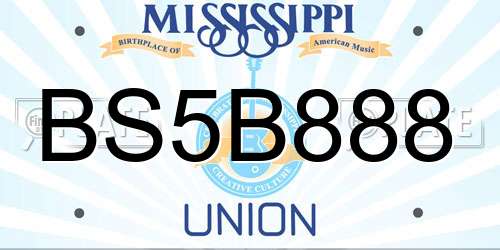 BS5B888 Mississippi License Plate
