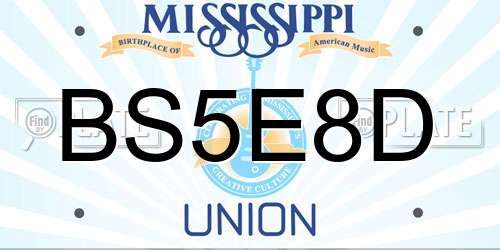 BS5E8D Mississippi License Plate