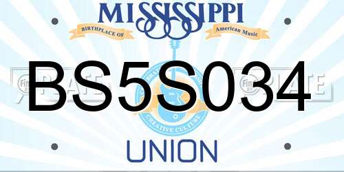 BS5S034 Mississippi License Plate