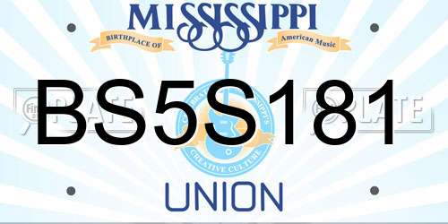 BS5S181 Mississippi License Plate