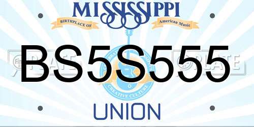 BS5S555 Mississippi License Plate