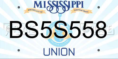 BS5S558 Mississippi License Plate