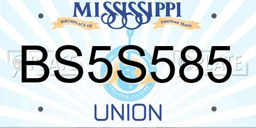 BS5S585 Mississippi License Plate