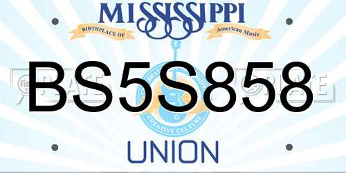 BS5S858 Mississippi License Plate