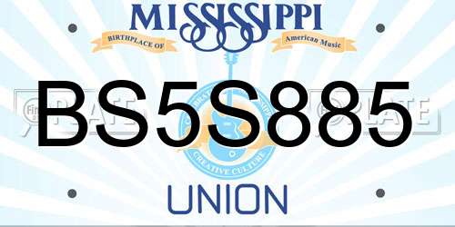 BS5S885 Mississippi License Plate