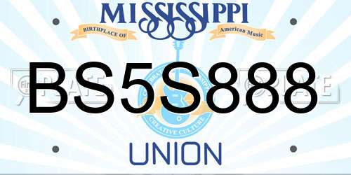 BS5S888 Mississippi License Plate