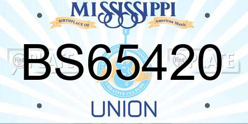 BS65420 Mississippi License Plate