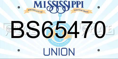 BS65470 Mississippi License Plate