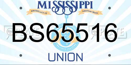 BS65516 Mississippi License Plate
