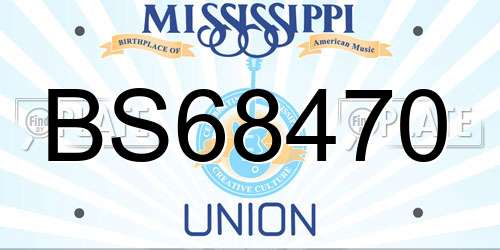 BS68470 Mississippi License Plate