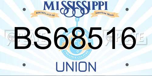 BS68516 Mississippi License Plate
