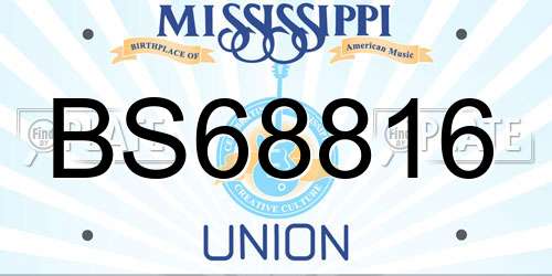 BS68816 Mississippi License Plate