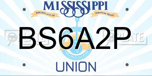 BS6A2P Mississippi License Plate