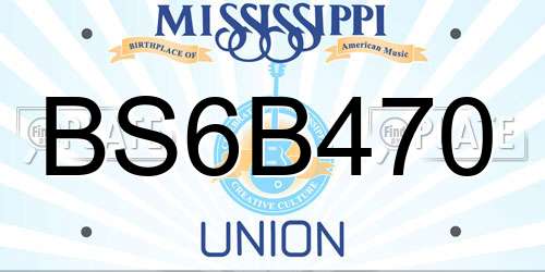 BS6B470 Mississippi License Plate