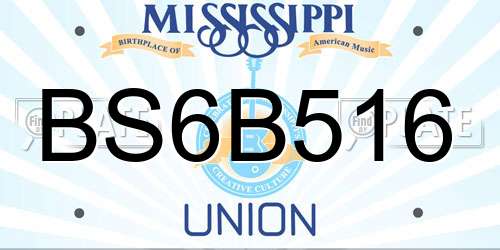 BS6B516 Mississippi License Plate
