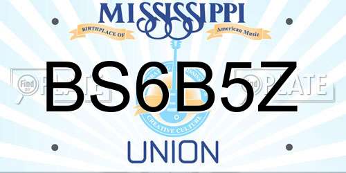 BS6B5Z Mississippi License Plate